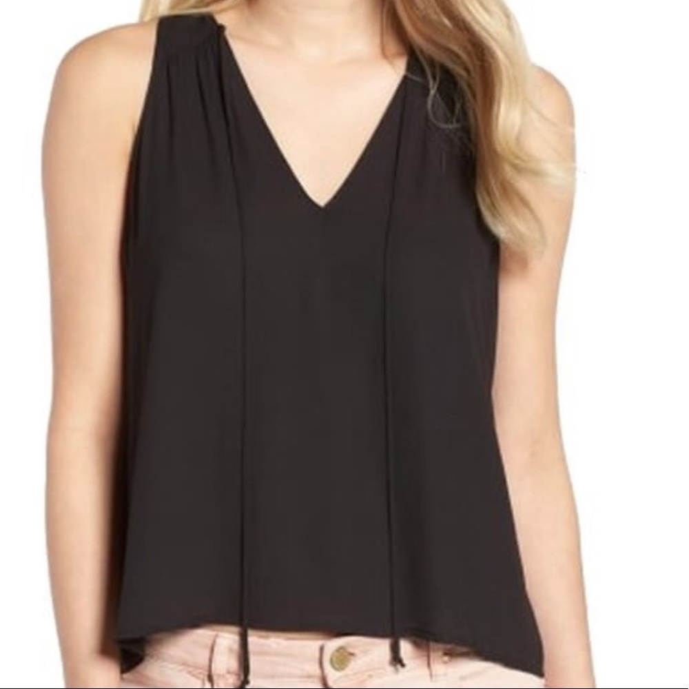LUSH | black chiffon v neck tank top